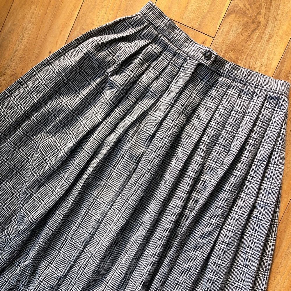VINTAGE french long plaid pleated skirt midi 💼🎀 Academia Aesthetic - Picture 6 of 11